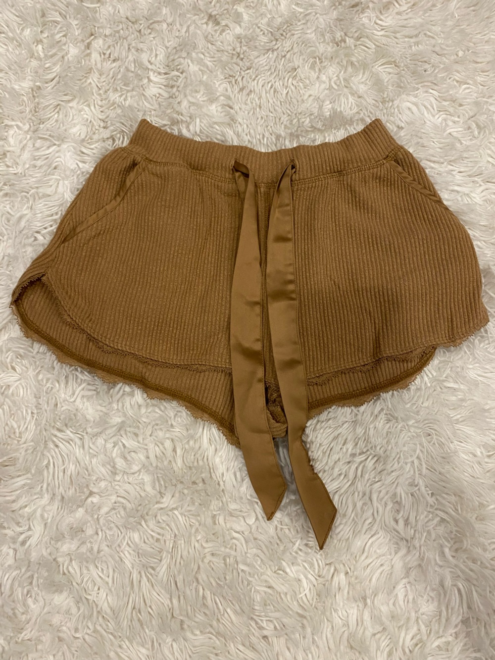 Abercrombie & Fitch Brown Ribbed Knit Pajama Loungewear Sleep Shorts Small